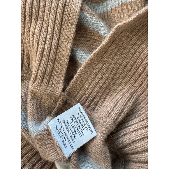 NEW Magaschoni Toasted Brown Combo Stripe Cashmere Turtleneck Sweater Size L - Picture 6 of 6